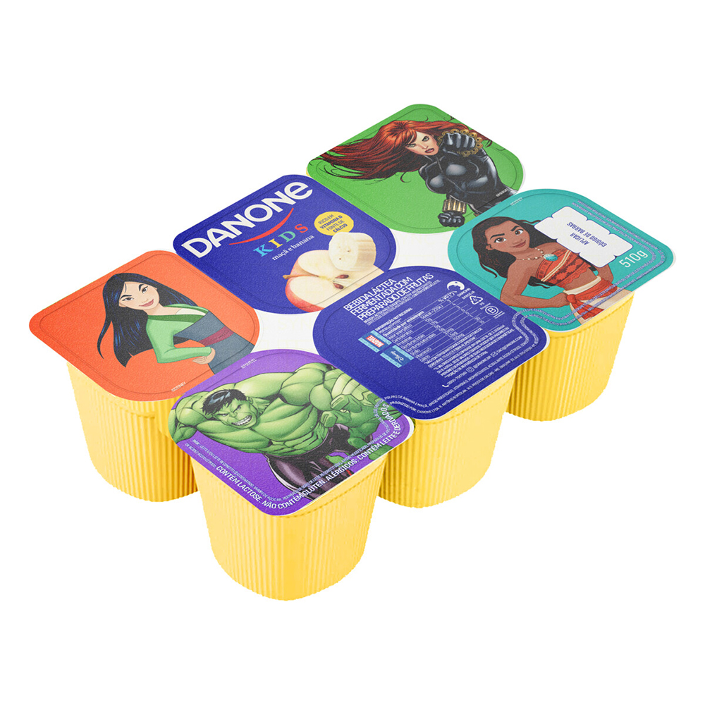 Bebida Láctea Fermentada Maçã e Banana Danone Kids Bandeja 510g 6 Uni ...
