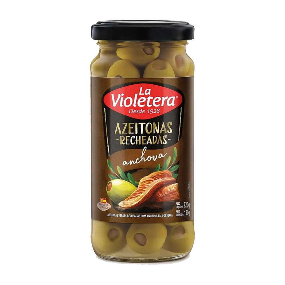 Azeitona recheio anchova conserva La Violetera vidro 130g - Sonda