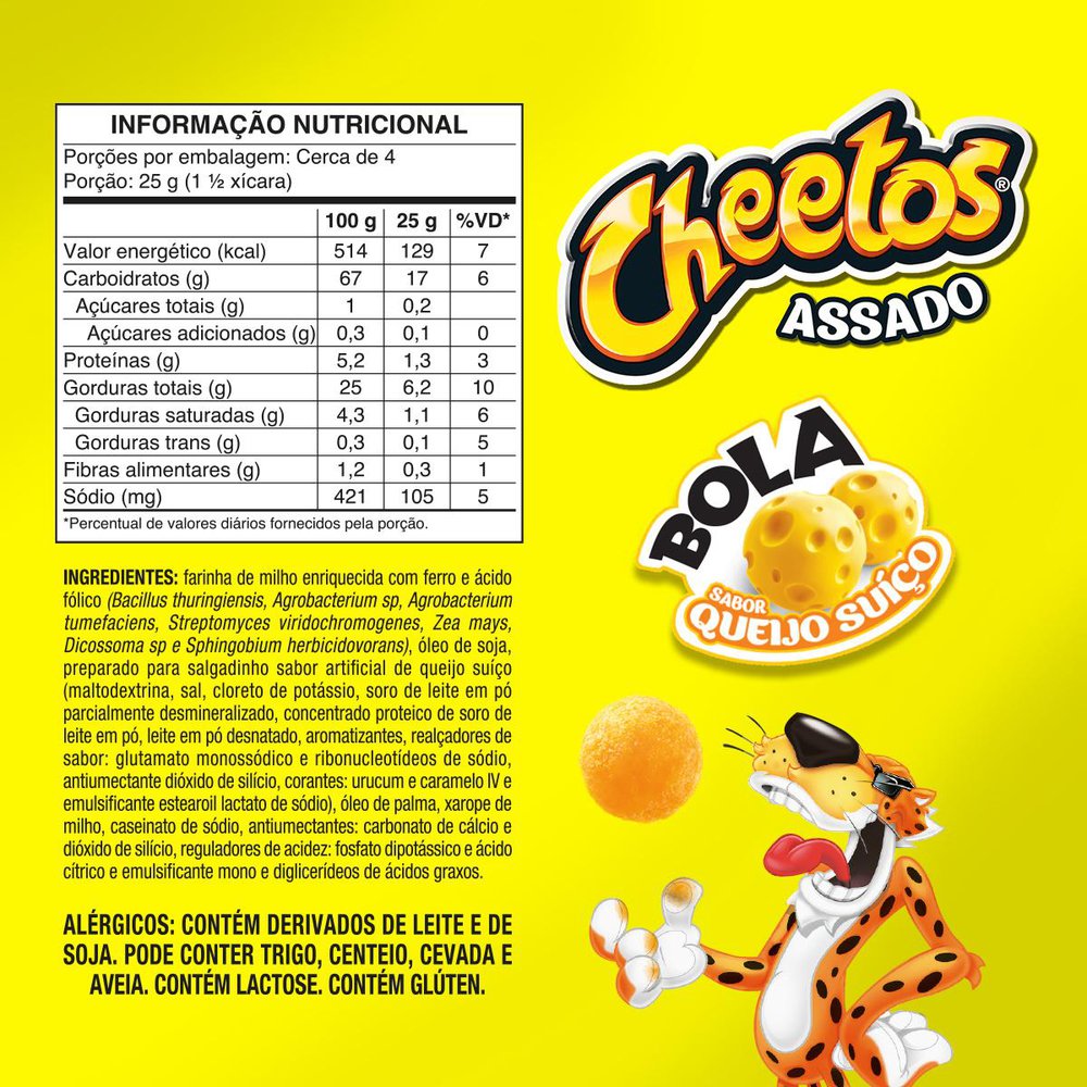 Salgadinhos Cheetos Bola Queijo Suiço 110g - Covabra