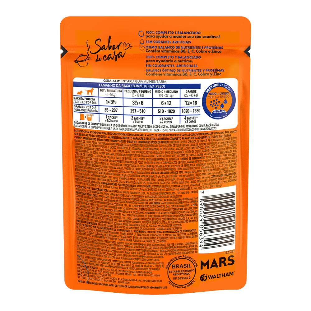 Alimento para Cães Adultos Carne Champ Sachê 85g - Sonda