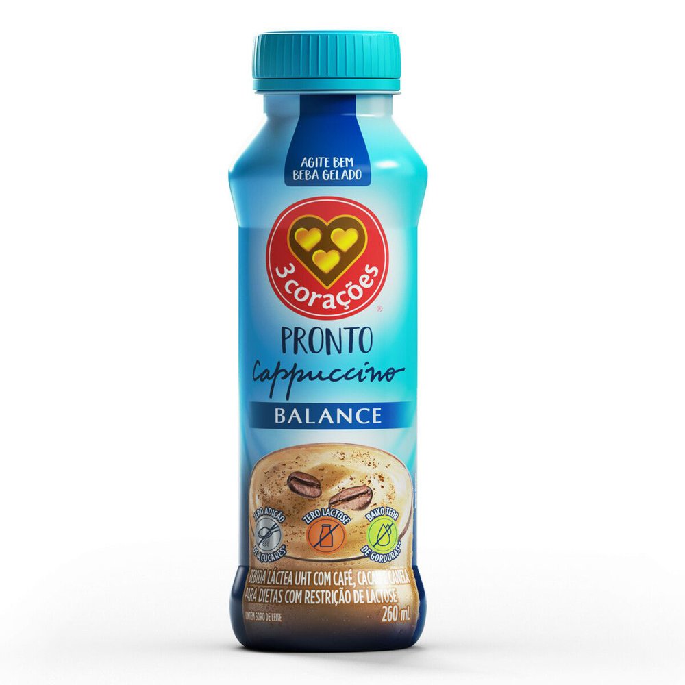 Bebida láctea zero lactose cappucino 3 Corações Lovers 260ml