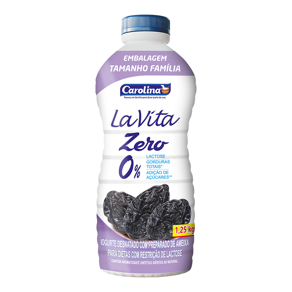 Iogurte Desnatado Ameixa Zero Lactose Carolina La Vita Garrafa 1