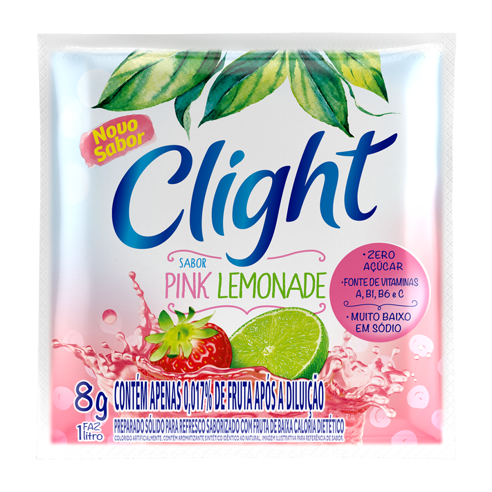 Refresco em Pó Pink Lemonade Zero Açúcar Clight 8g - Sonda