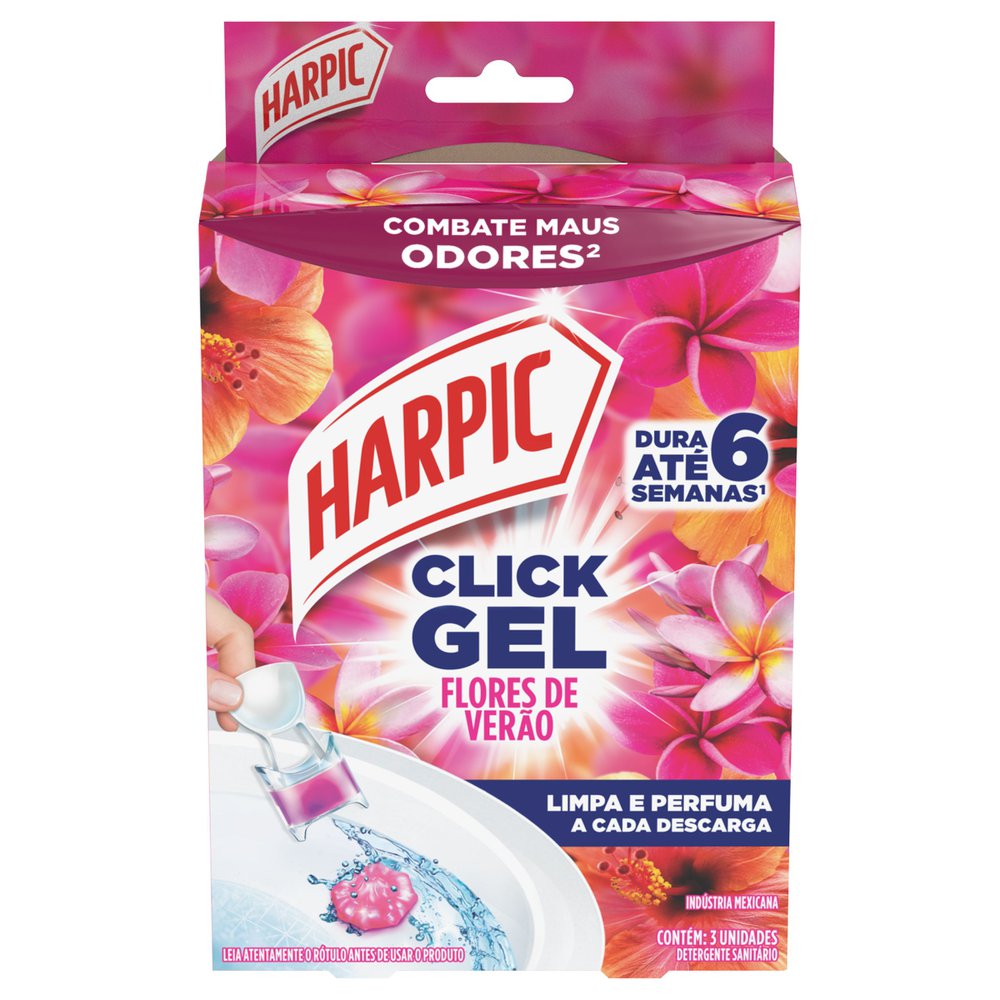 Detergente sanitário gel click gel flores de verão Harpic 3