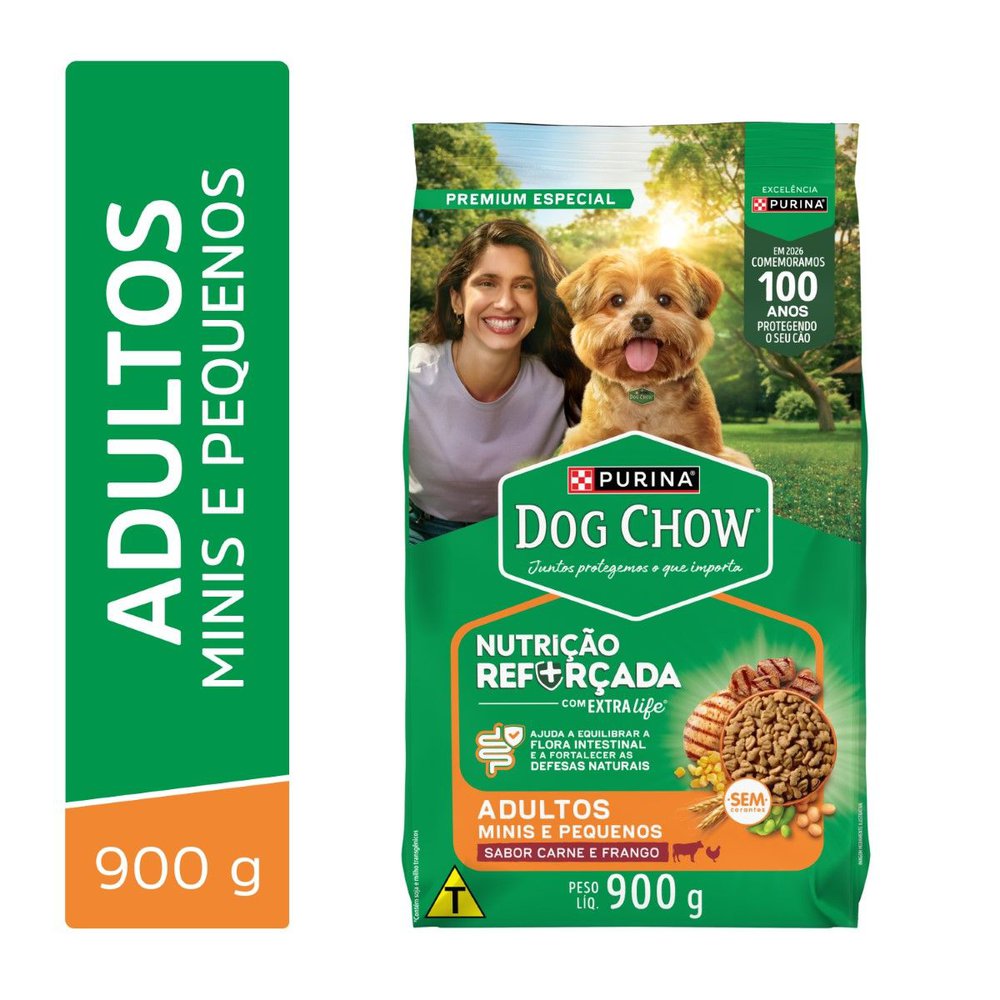Alimento para cães adultos pequenos carne e frango Dog Chow 900g