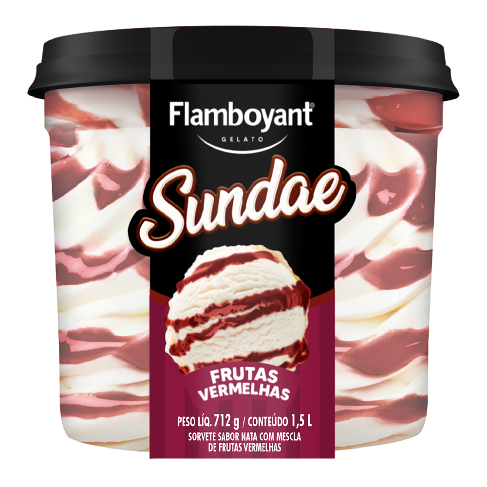 Gelato sundae trufado frutas vermelhas Flamboyant 712g - Sonda