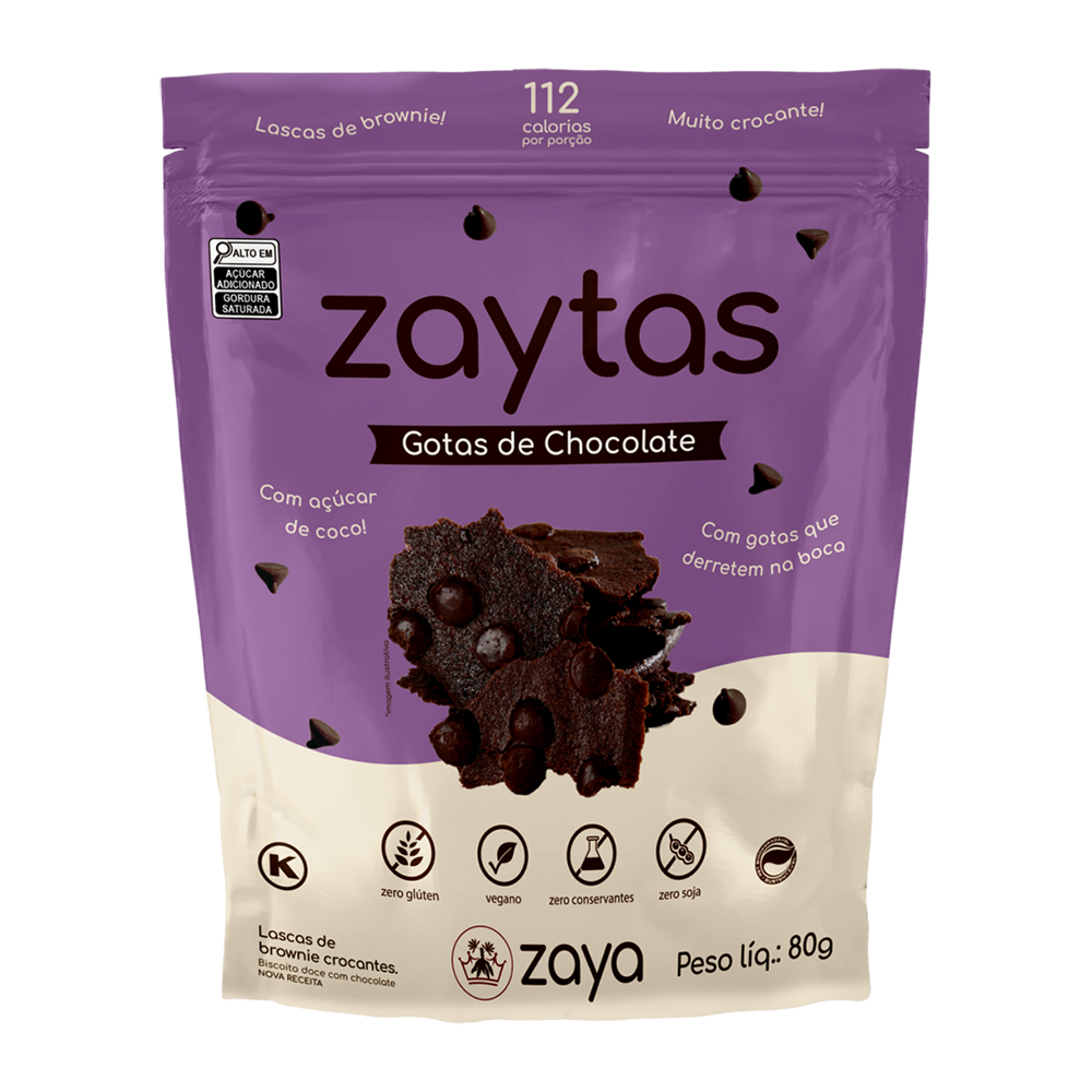 Lascas brownie gotas chocolate Zaytas 80g - Sonda Supermercado