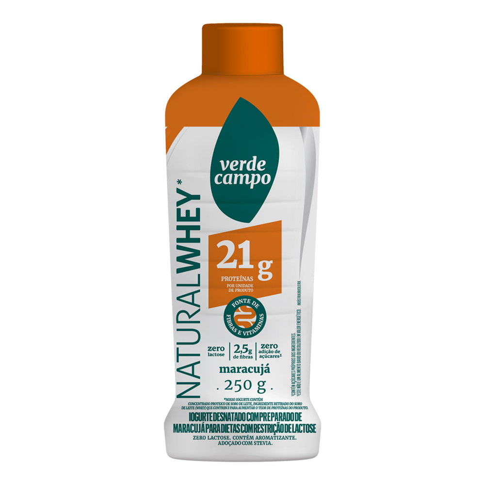 Iogurte Maracujá 21g de Proteínas Verde Campo Natural Whey Frasco