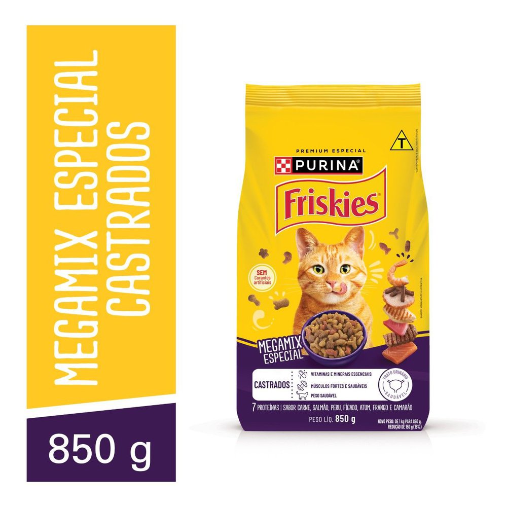Ração para Gatos Adultos Castrados Megamix Purina Friskies Pacote