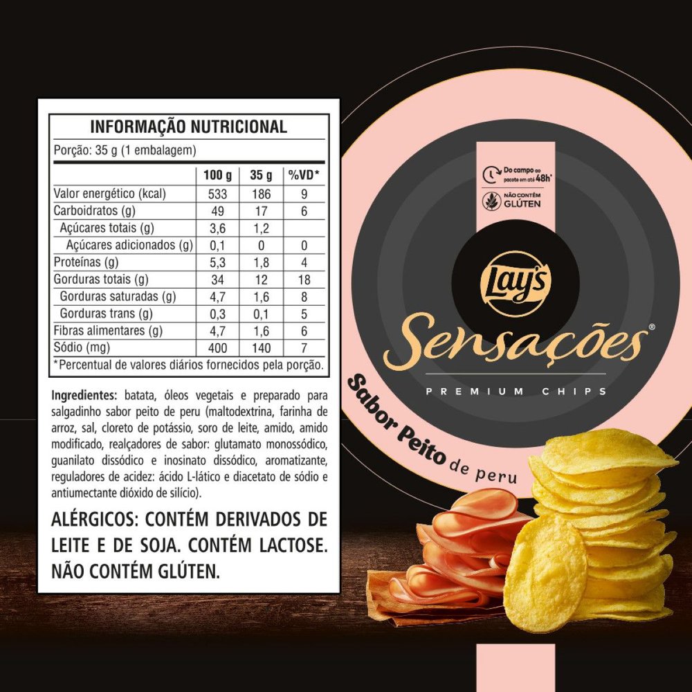 Batata Lisa Peito de Peru Lay's Sensações Pacote 35g - Sonda