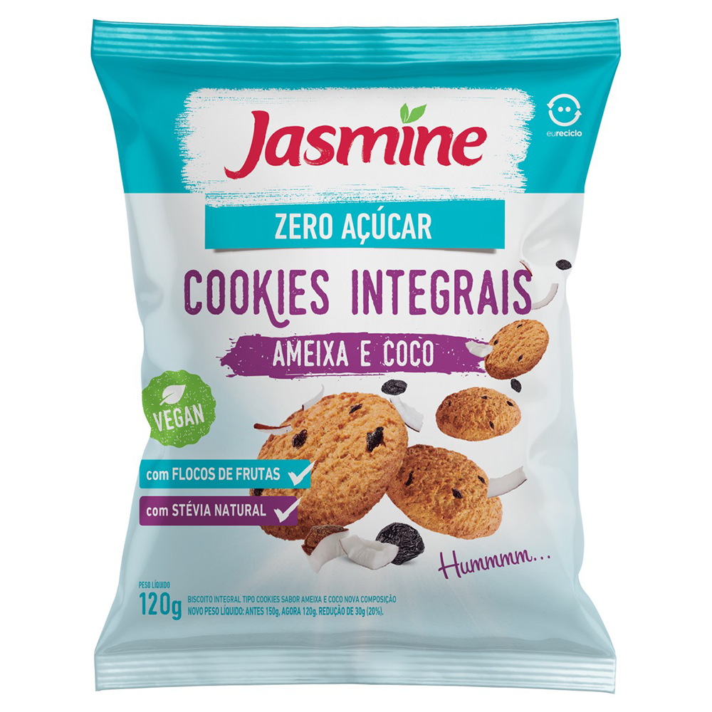 Cookie zero açúcar integral ameixa e coco Jasmine 120g - Sonda