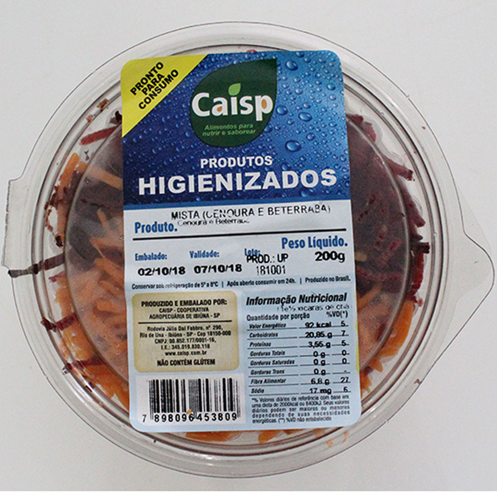 Mista cenoura e beterraba higienizada Caisp bandeja 200g - Sonda ...