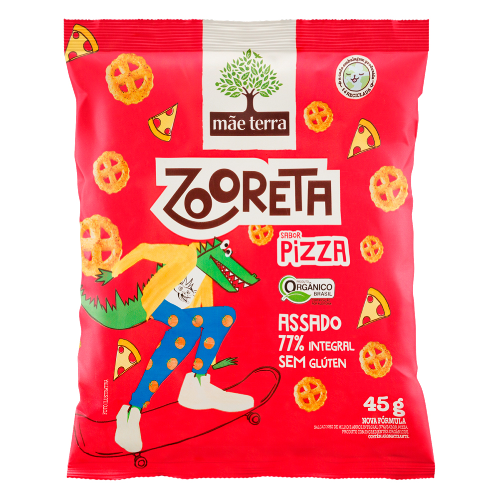 Salgadinho orgânico integral pizza Mãe Terra Zooreta 45g - Sonda