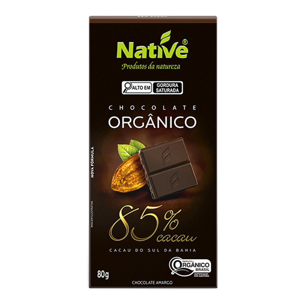 Chocolate orgânico amargo 85% de cacau Native 80g - Sonda