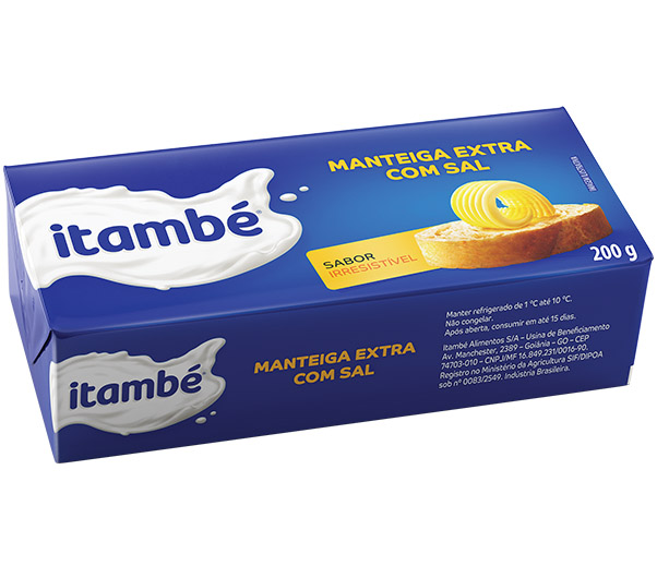 Manteiga extra com sal Itambé tablete 200g - Sonda Supermercado Delivery