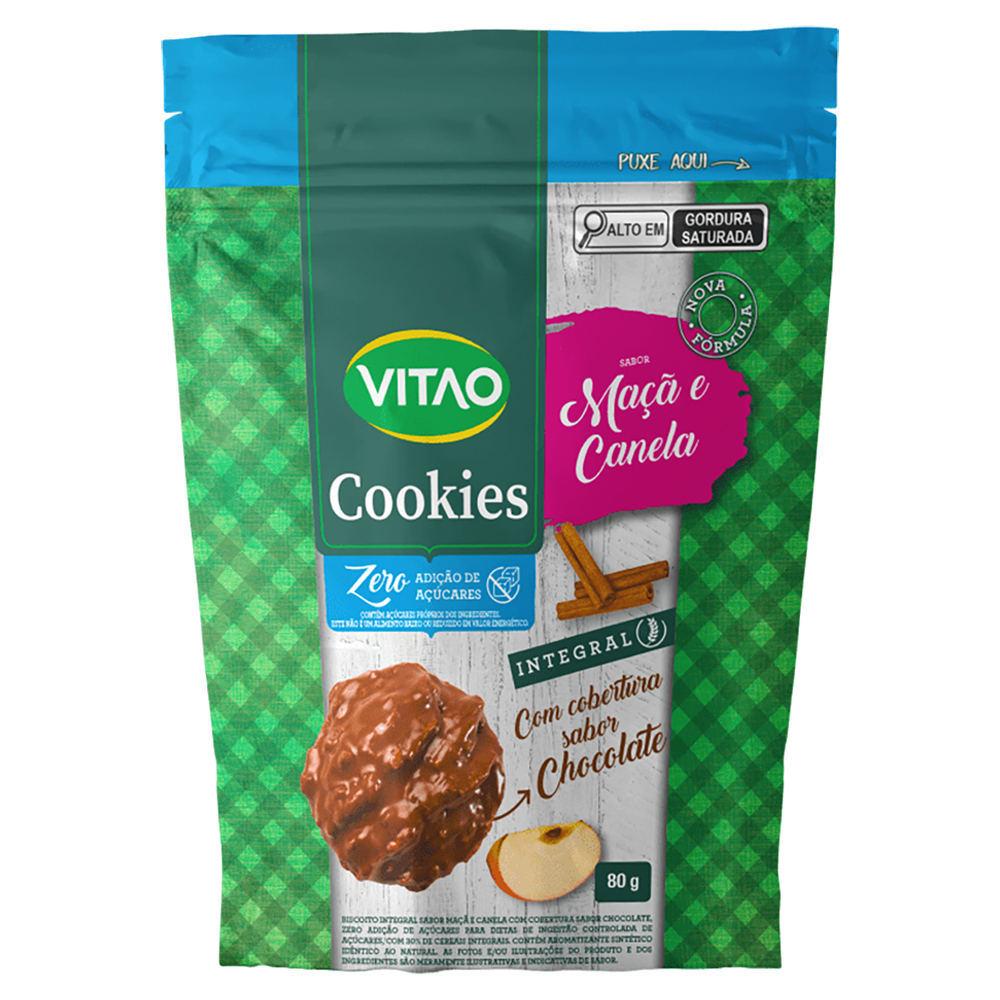 Cookie integral maçã e canela com chocolate Vitao 80g - Sonda