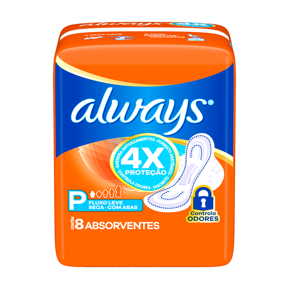 Absorvente seco super proteção com abas Always 8 Unidades - Sonda