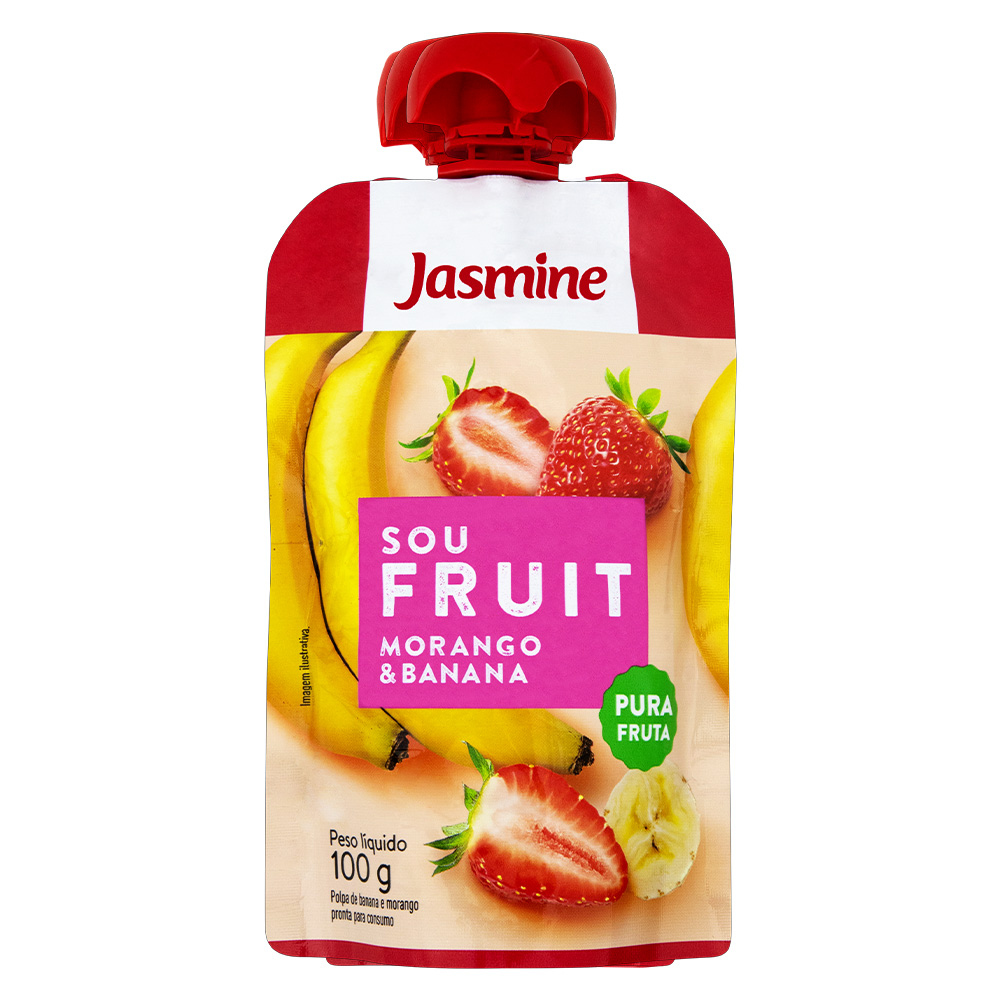 Purê de Frutas Banana e Morango Jasmine Sou Fruit Squeeze 100g