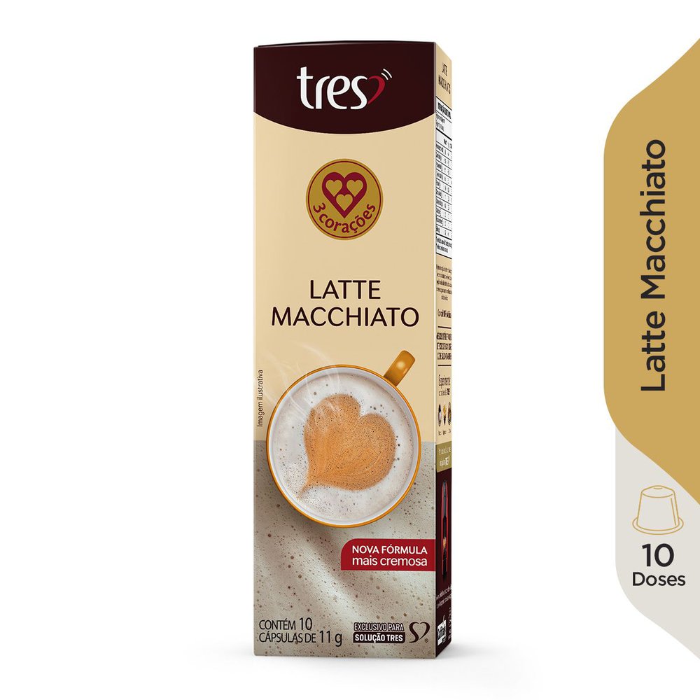 Cápsula de café latte machiatto 3 Corações 10 unidades 110g