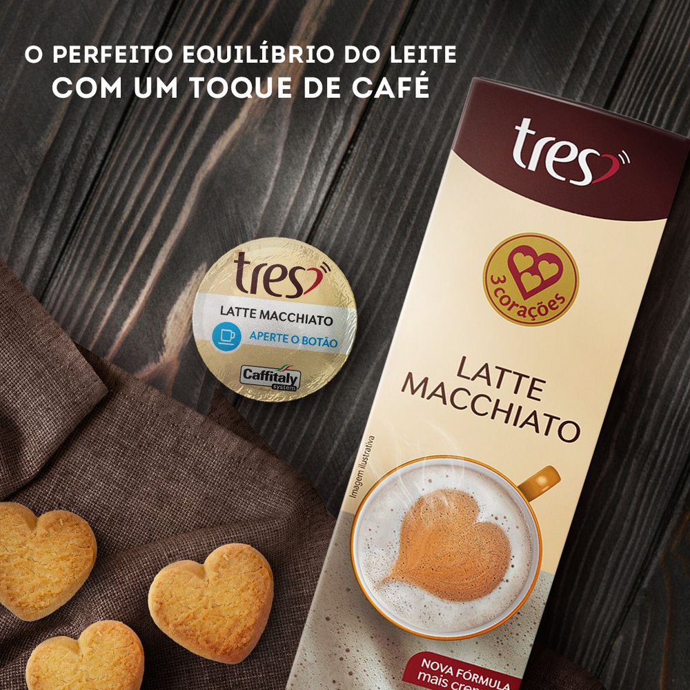 Cápsula de café latte machiatto 3 Corações 10 unidades 110g