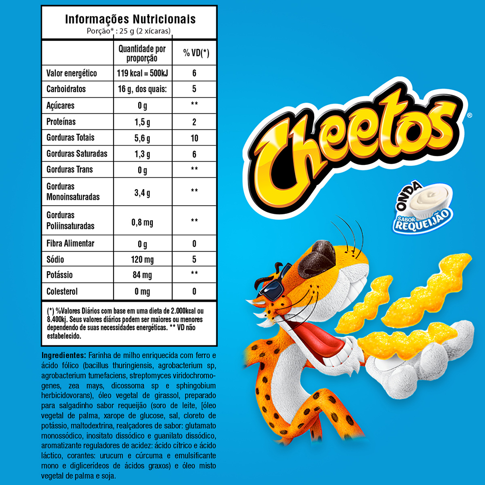 Kit com 20 salgadinhos Cheetos 20g sabor requeijão