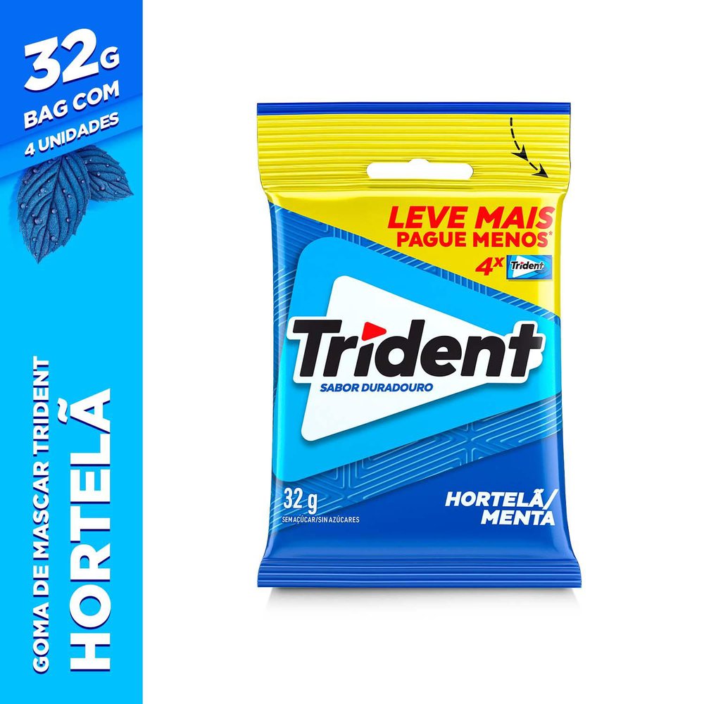Goma de mascar hortelã Trident 4 unidades 34g - Sonda Supermercado