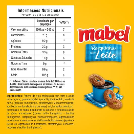 Biscoito Rosquinha Leite Mabel Pacote 350G - Imagem em destaque