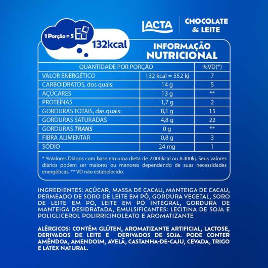 Chocolate Lacta ao leite 165g - Imagem em destaque