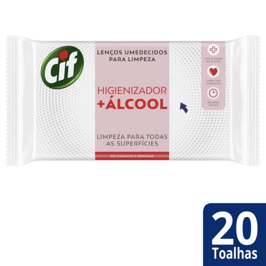 Limpador Cif Lenços Umedecidos 20 Unidades Higienizador +Álcool - Imagem em destaque