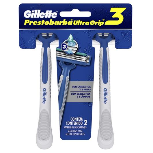 Aparelho de Barbear Descartável Gillette Prestobarba UltraGrip 3 c/2 Unidades - Imagem em destaque