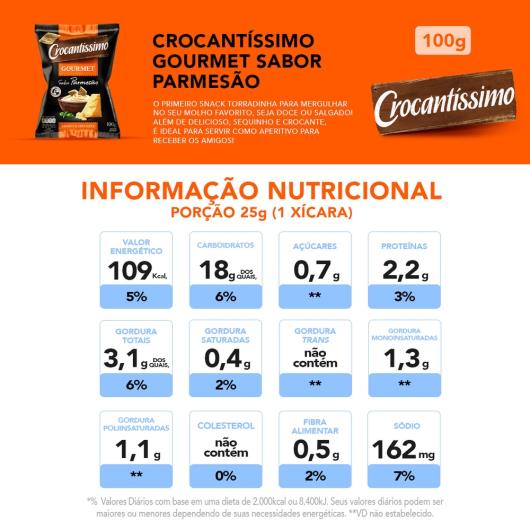 Snack Crocantíssimo gourmet parmesão reggiano 100g - Imagem em destaque