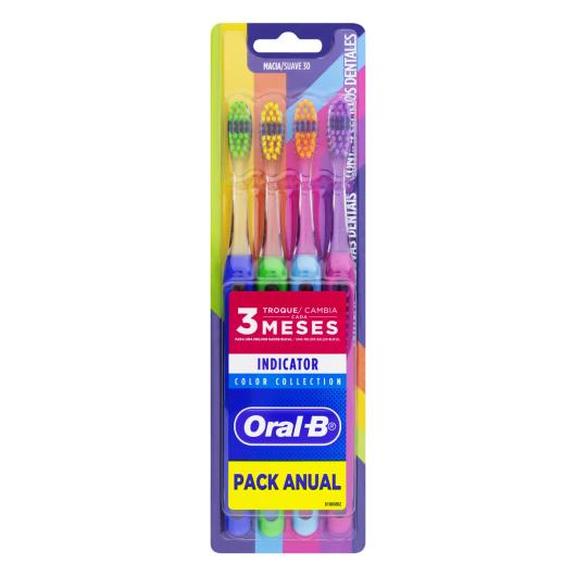 Escova Dental Macia Oral-B Indicator Color Collection 4 Unidades - Imagem em destaque