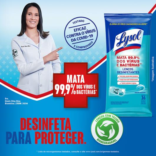 Lenço Umedecido Desinfetante Poder Cítrico Lysol Pacote 36 Unidades - Imagem em destaque