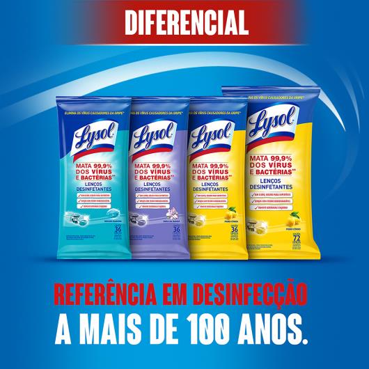Lenço Umedecido Desinfetante Poder Cítrico Lysol Pacote 36 Unidades - Imagem em destaque