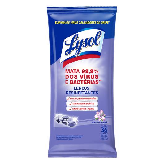 Lenço Umedecido Desinfetante Brisa da Manhã Lysol Pacote 36 Unidades - Imagem em destaque