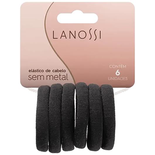 Elástico para cabelo Lanossi preto 6 unids - Imagem em destaque