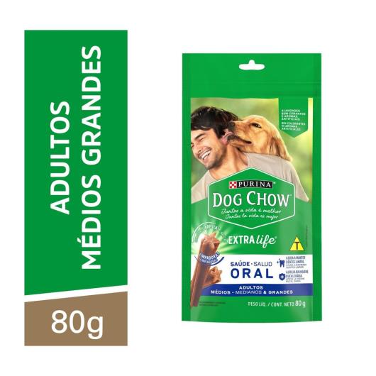 Petisco para Cães Adultos Raças Médias e Grandes Purina Dog Chow Saúde Oral Pouch 80g 3 Unidades - Imagem em destaque