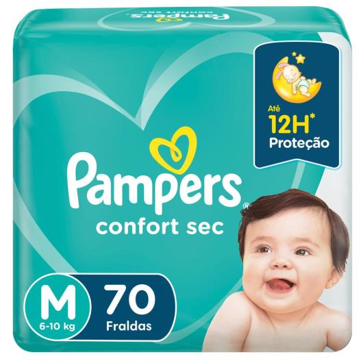 Fralda Descartável Infantil Pampers Confort Sec M Pacote 70 Unidades Leve Mais Pague Menos - Imagem em destaque