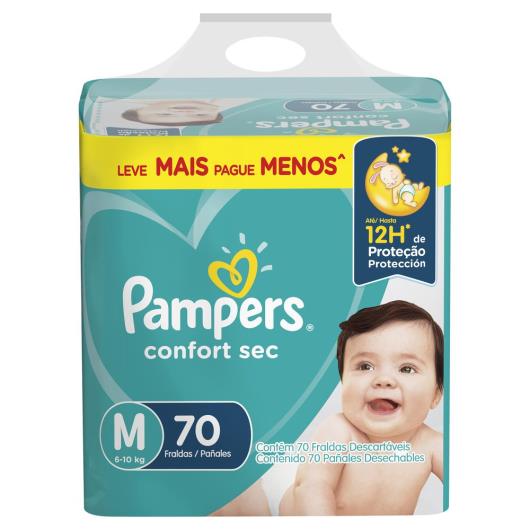Fralda Descartável Infantil Pampers Confort Sec M Pacote 70 Unidades Leve Mais Pague Menos - Imagem em destaque