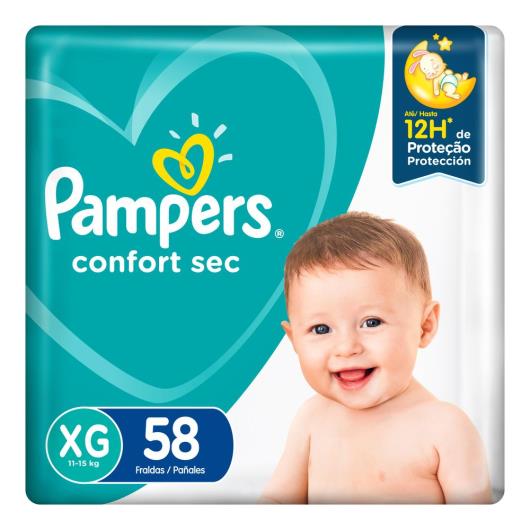 Fralda Descartável Infantil Pampers Confort Sec XG Pacote 58 Unidades Leve Mais Pague Menos - Imagem em destaque