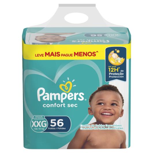 Fralda Descartável Infantil Pampers Confort Sec XXG Pacote 56 Unidades Leve Mais Pague Menos - Imagem em destaque