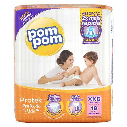 Fralda Descartável Infantil Pom Pom Protek Proteção de Mãe XXG Pacote 18 Unidades - Imagem em destaque