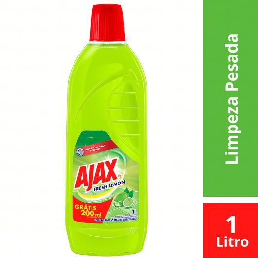 Limpador Limpeza Pesada Fresh Lemon Ajax Frasco Leve 1000ml Pague 800ml - Imagem em destaque