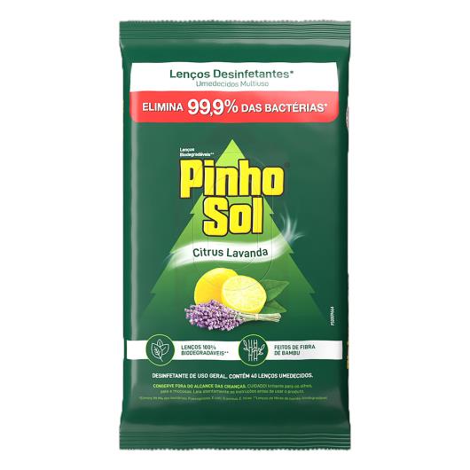 Lenço Umedecido Desinfetante Citrus Lavanda Pinho Sol Pacote 40 Unidades - Imagem em destaque