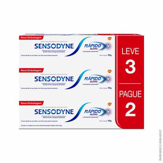 Creme dental Sensodyne Rápido Alívio 90g Leve 3 Pague 2 - Imagem em destaque