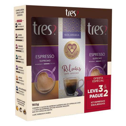3 Cápsulas café 3 Corações espresso Leve 3 Pague 2 160g - Imagem em destaque