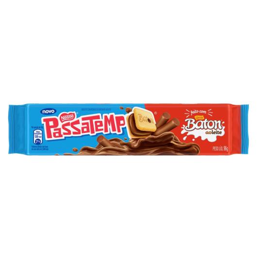 Biscoito PASSATEMPO Recheado Chocolate Baton 96g - Imagem em destaque