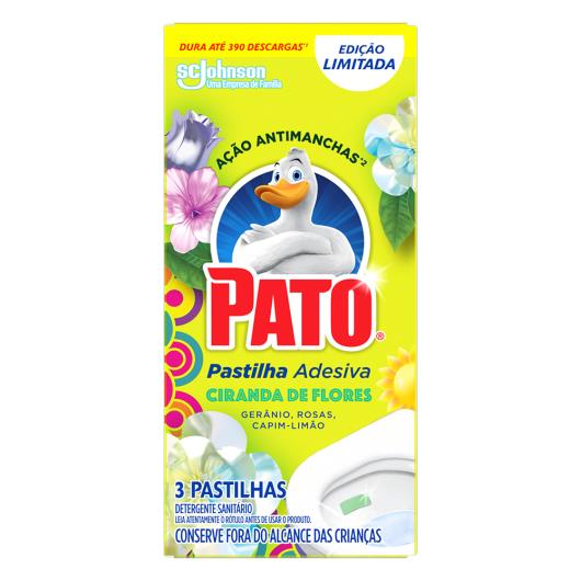 Detergente sanitário Pato ciranda de flores pastilha adesiva c/ 3 unids. - Imagem em destaque