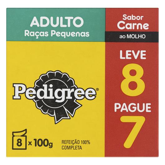 Pack Alimento para Cães Adultos Raças Pequenas Carne ao Molho Pedigree 800g Leve 8 Pague 7 Uni - Imagem em destaque