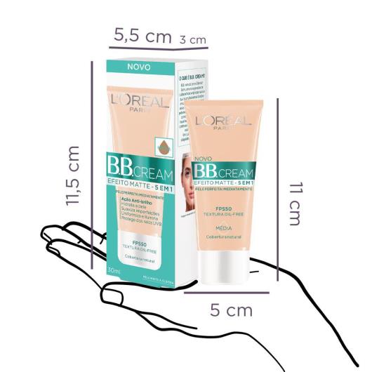 Base BB Cream L'Oréal Paris Efeito Matte Cor Média FPS50 30ml - Imagem em destaque